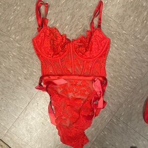 Victoria's Secret Red Lace Chemise